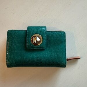Kate Spade Teal Wallet with Gold Clasp